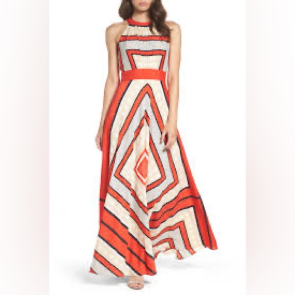 Eliza J Maxi Dress Size 4P Graphic Crepe de Chine